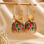 Green & Pink Hoop Jhumka Earring